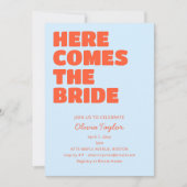 Hellblaue orangefarbene fette Typografie-Junggesel Einladung (Vorderseite)