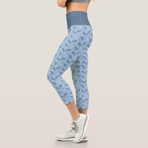 Hellblaue Paisley-Muster-Hochtaillierte Caprihosen Capri Leggings