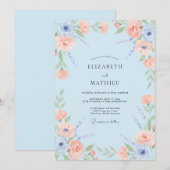Hellblaue Pastell-Wiesen-Hochzeit Einladung (Vorne/Hinten)
