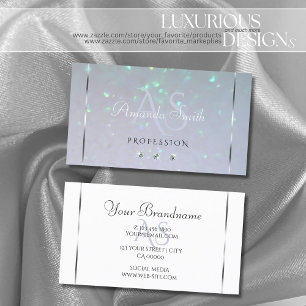 Hellblaue Perlen-Glitter-Diamanten und Monogramm Visitenkarte