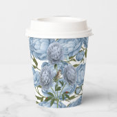 Hellblaue Pfingstrose Luxuriöse Blumen Pappbecher (Rückseite)