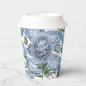 Hellblaue Pfingstrose Luxuriöse Blumen Pappbecher (Vorderseite)