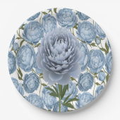 Hellblaue Pfingstrose Luxuriöse Blumendekoration Pappteller (Vorderseite)