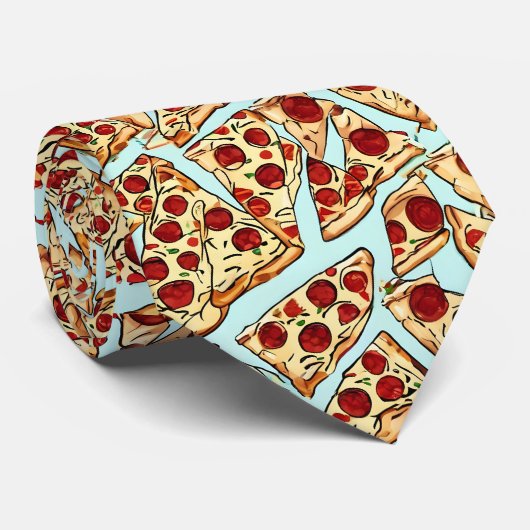 Hellblaue Pizzakrawatte Krawatte (Gerollt)