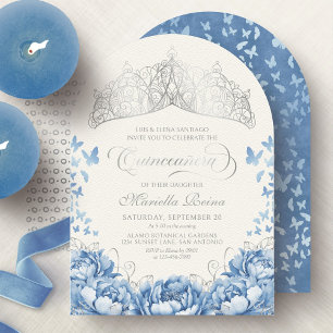 Hellblaue Prinzessinnenkrone Tiara Quinceanera Einladung