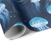 Hellblaue Qualle  Geschenkpapier (Rolleneckpunkt)