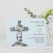 Hellblaue quere katholische einladung (Stehend Vorderseite)