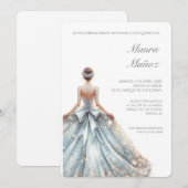 Hellblaue Quinceañera-Einladung Einladung (Vorne/Hinten)