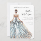 Hellblaue Quinceañera-Einladung Einladung (Vorderseite)