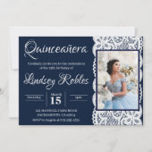 hellblaue Quinceanera Foto Einladungen (Vorderseite)