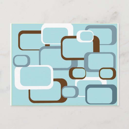 hellblaue Retro-Quadrate Postkarte (Vorderseite)