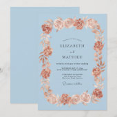 Hellblaue Romantische Rosenhochzeit Einladung (Vorne/Hinten)