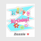 Hellblaue Rosa Kinder Spaß Blume bi Cartoon Aufkleber (Blatt)