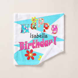 Hellblaue Rosa Kinder Spaß Blume bi Cartoon Badhandtuch Set