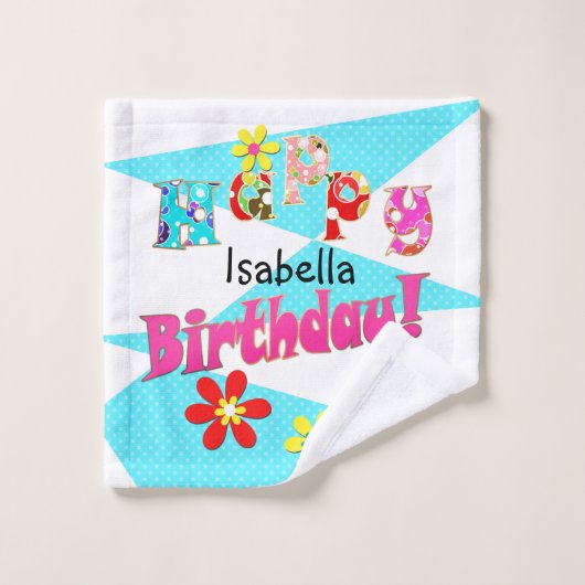 Hellblaue Rosa Kinder Spaß Blume bi Cartoon Badhandtuch Set (Waschlappen)