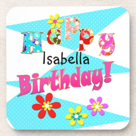 Hellblaue Rosa Kinder Spaß Blume bi Cartoon Getränkeuntersetzer