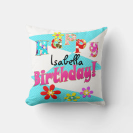 Hellblaue Rosa Kinder Spaß Blume bi Cartoon Kissen