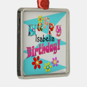 Hellblaue Rosa Kinder Spaß Blume bi Cartoon Ornament Aus Metall (Rechts)