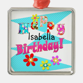 Hellblaue Rosa Kinder Spaß Blume bi Cartoon Ornament Aus Metall