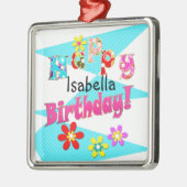 Hellblaue Rosa Kinder Spaß Blume bi Cartoon Ornament Aus Metall (Links)