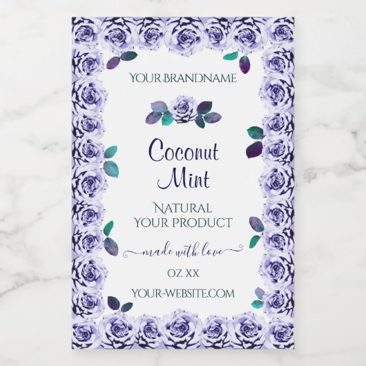 Hellblaue Rose auf den Etiketten für weiße Produkt (Einzelnes Label)