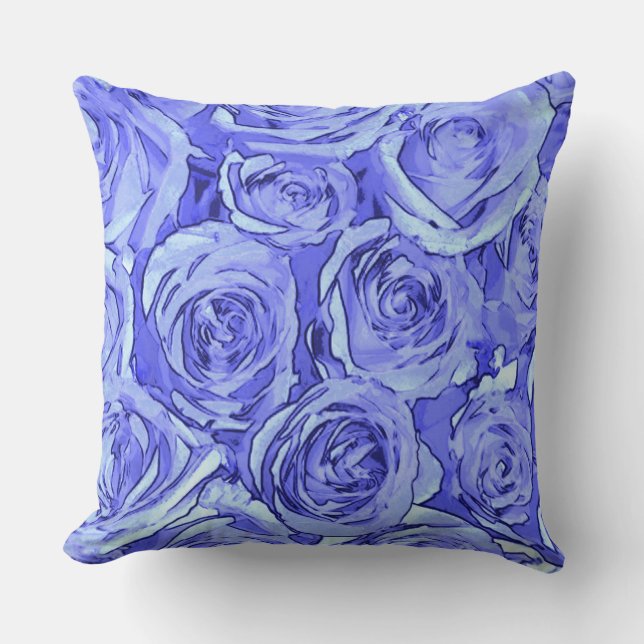 Hellblaue Rosen Kissen (Vorderseite)