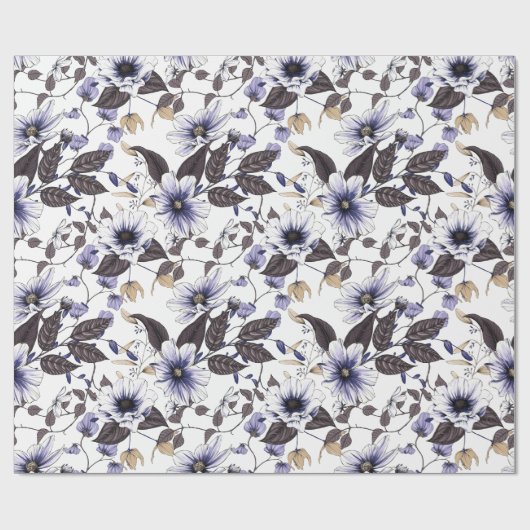 Hellblaue rote Blume nahtlos Geschenkpapier (Flach)