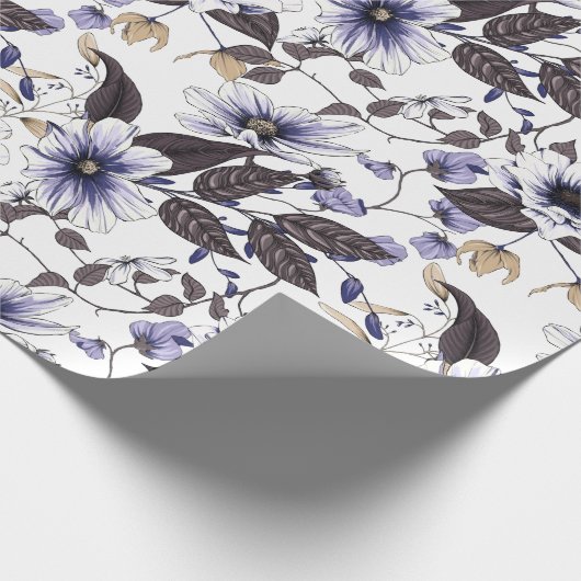 Hellblaue rote Blume nahtlos Geschenkpapier (Ecke)