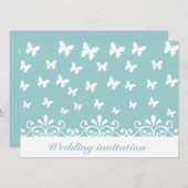Hellblaue Schmetterlinge Wirbel Hochzeitsfeier Einladung (Vorne/Hinten)