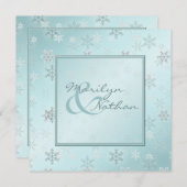 Hellblaue Schneeflocken, die Einladung Wedding (Vorne/Hinten)
