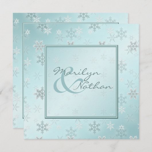 Hellblaue Schneeflocken, die Einladung Wedding (Vorne/Hinten)