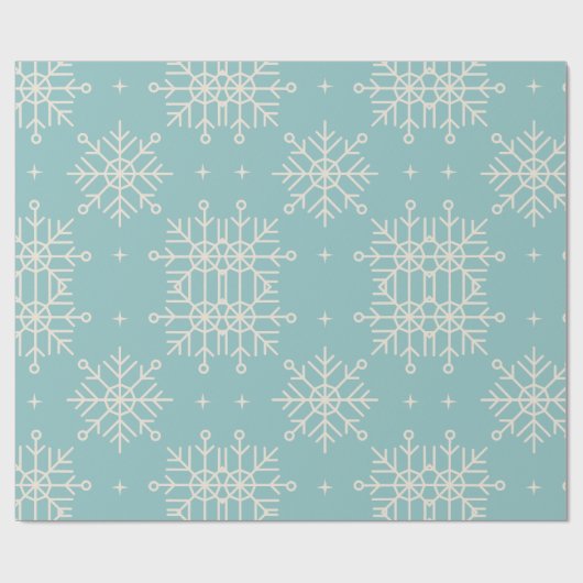 hellblaue Schneeflocken Geschenkpapier (Flach)