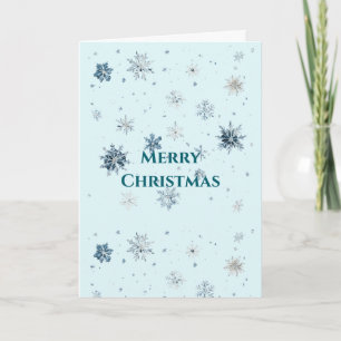Hellblaue Schneeflocken Weihnachten Karte
