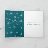 Hellblaue Schneeflocken Weihnachten  Karte (Innenseite)