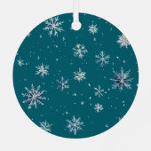 Hellblaue Schneeflocken Weihnachten  Ornament Aus Metall (Rückseite)