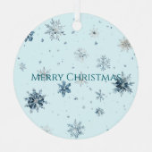 Hellblaue Schneeflocken Weihnachten Ornament Aus Metall (Vorderseite)