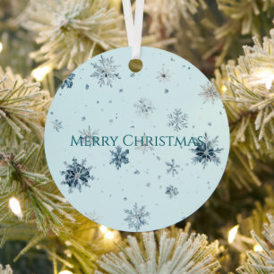 Hellblaue Schneeflocken Weihnachten Ornament Aus Metall