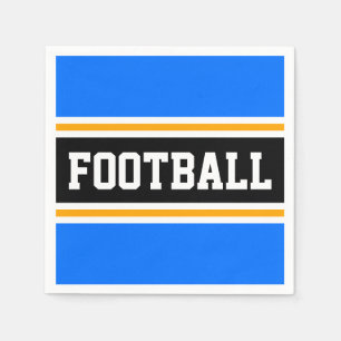Hellblaue Schwarz-weiß-gelbe FUSSBALLstreifen Serviette