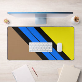 Hellblaue schwarze Streifen auf mochafarbenem Gelb Schreibtischunterlage