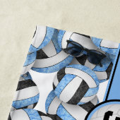 Hellblaue schwarze Volleyball-Girls Strandtuch (Beispiel)