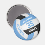 Hellblaue schwarze Volleyball-Mannschaft - Mädchen Magnet (Vorderseite/Rückseite)