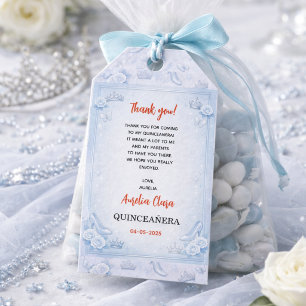 Hellblaue Silber Prinzessin Quinceanera Geburtstag Geschenkanhänger