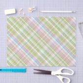Hellblaue Soft Green Blush Pink Kariertes Kunstmus Seidenpapier (Handwerk)