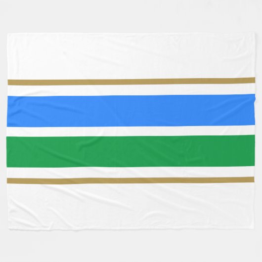 Hellblaue Sommer-Grünstreifen auf weißen Streifen Fleecedecke (Vorderseite (Horizontal))