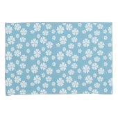 Hellblaue Steppdecke mit weißen Blume Kissenbezug (Vorderseite-Rechts)