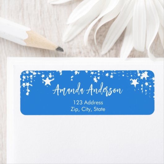 Hellblaue Sterne Rücksendeadresse (Insitu)
