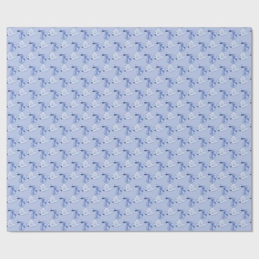 Hellblaue Störche Geschenkpapier (Flach)