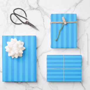 Hellblaue Streifen Geschenkpapier Set