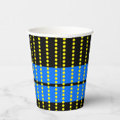 Hellblaue Streifen mit gelben Punkten auf schwarz Pappbecher (Rechts)