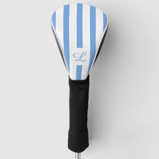 Hellblaue Streifen Moderne Monogram Girl Golf Headcover (Vorderseite)